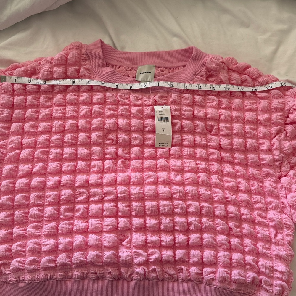 Anthropologie Pink Textured Crop Top NWT Women’s Size Small Short Sleeve - Picture 5 of 7
